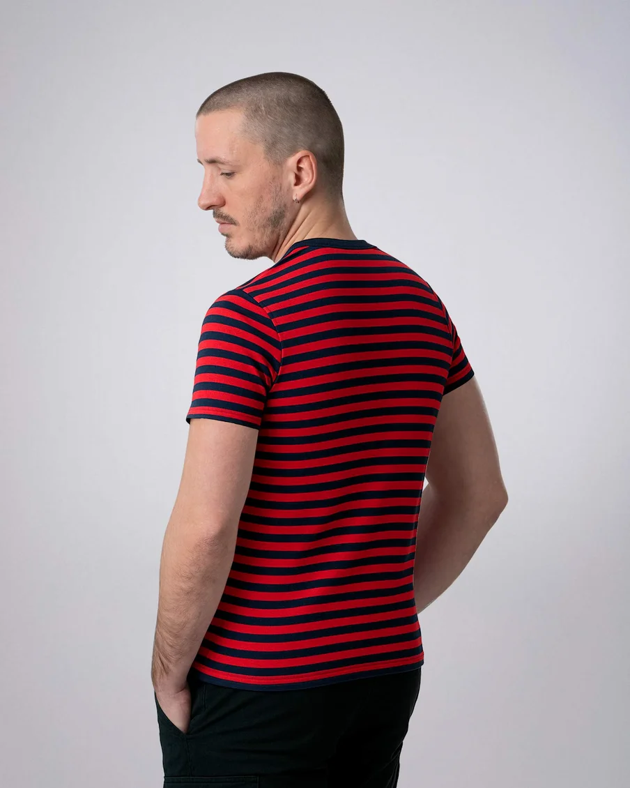 Image 3 of - mensstripetshirtnavyred3jpg