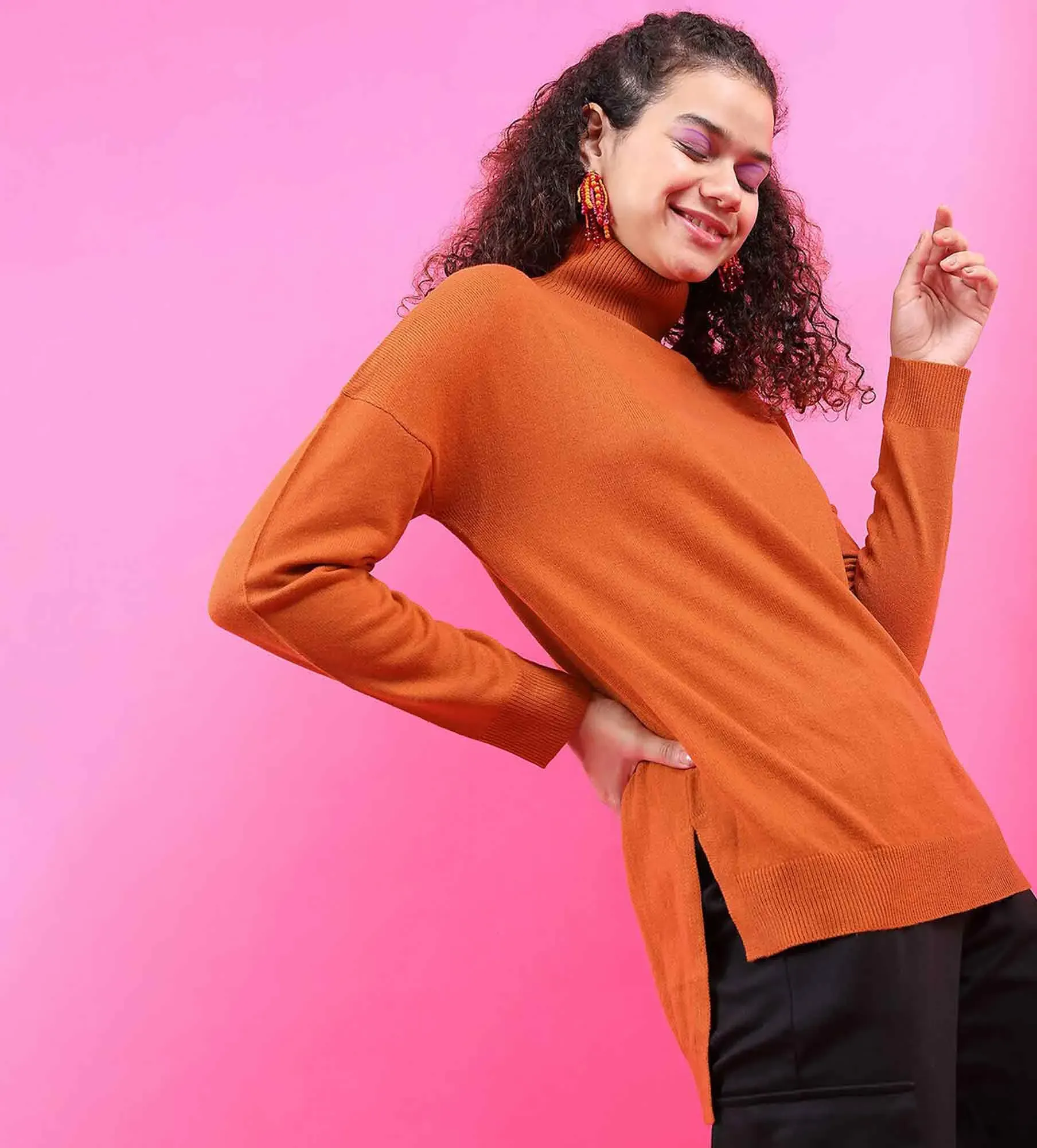 Women Solid Turtle Neck Sweater