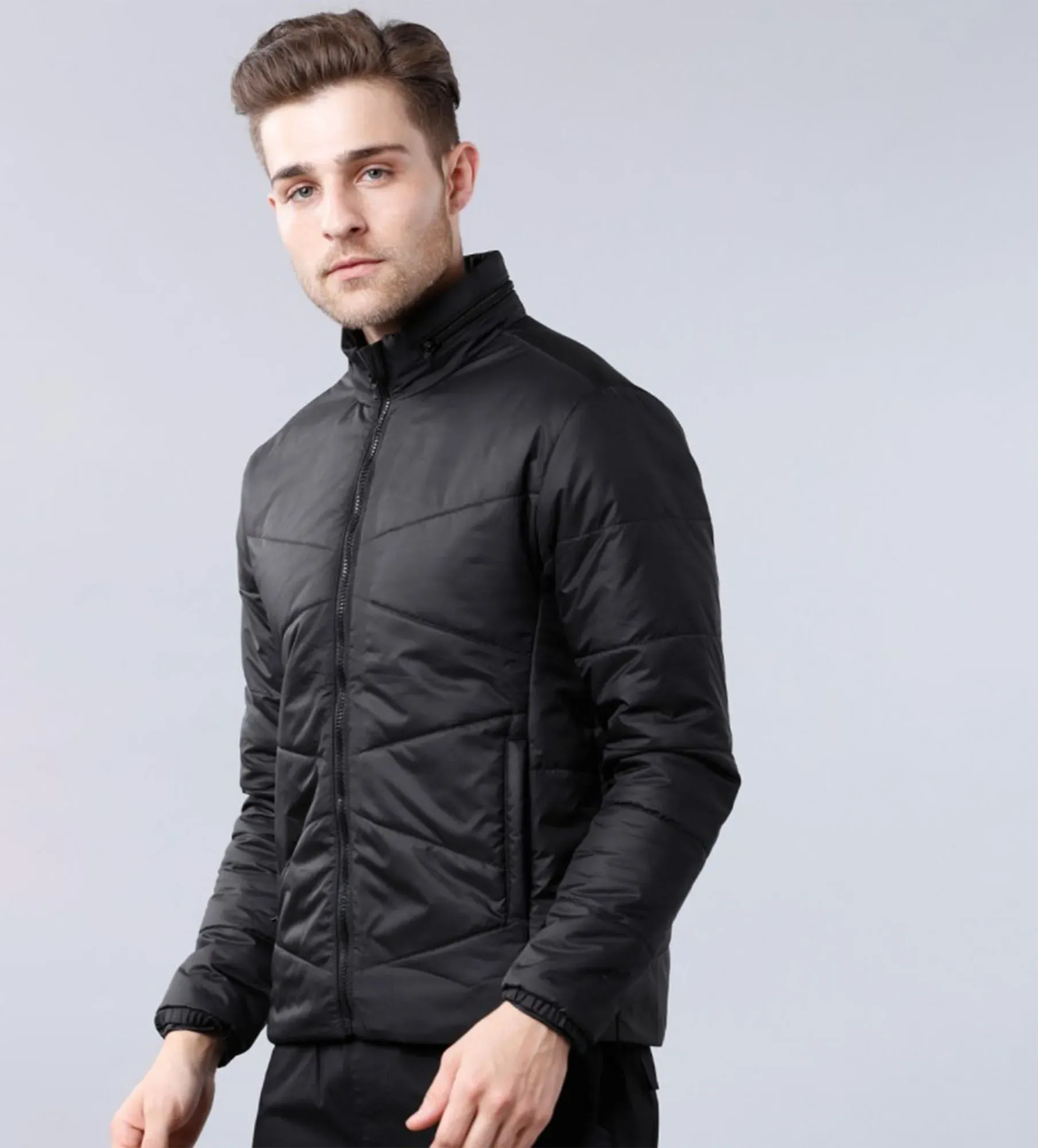 Men Solid Quilted Jacket