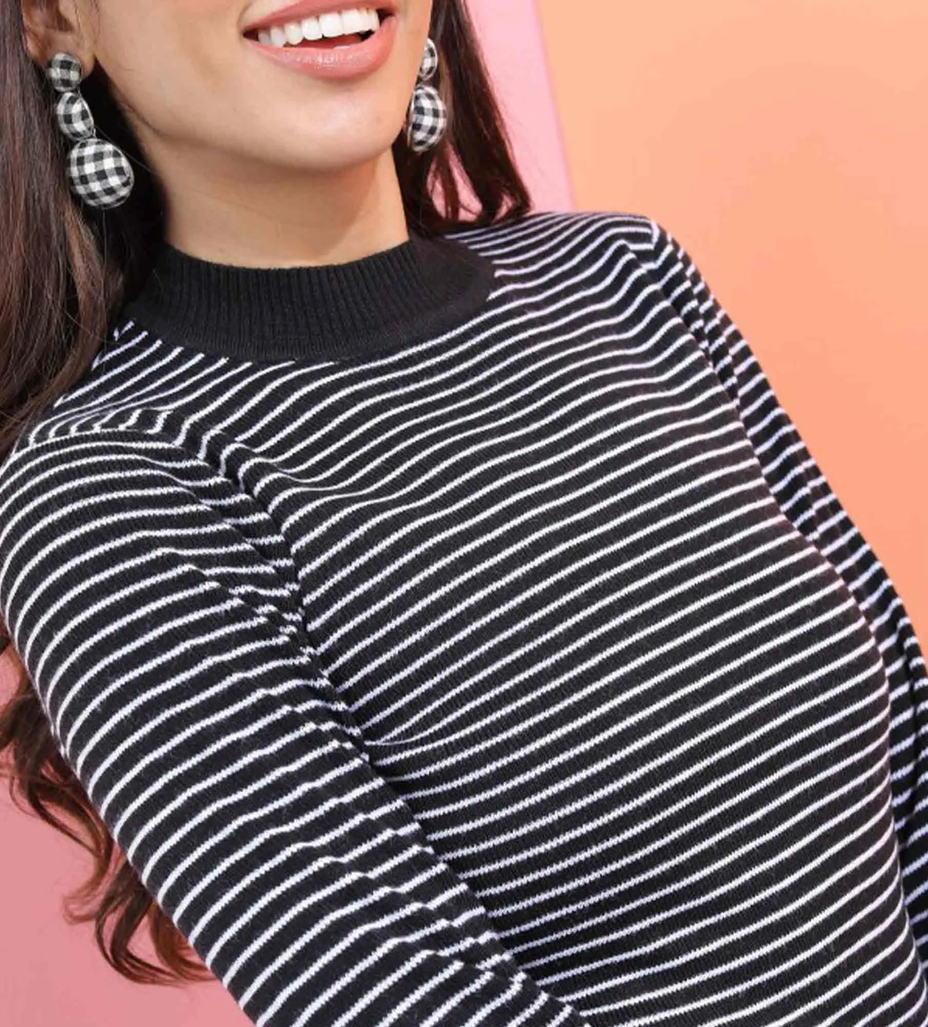 Women Striped Round Neck Sweater
