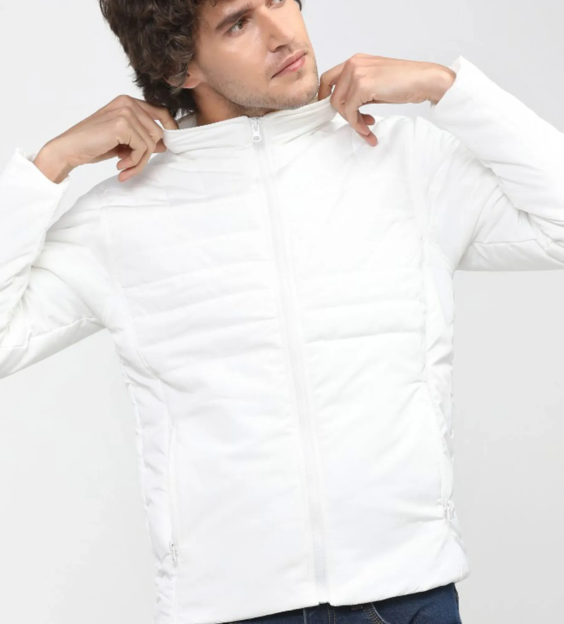 Men White Puffer Jacket