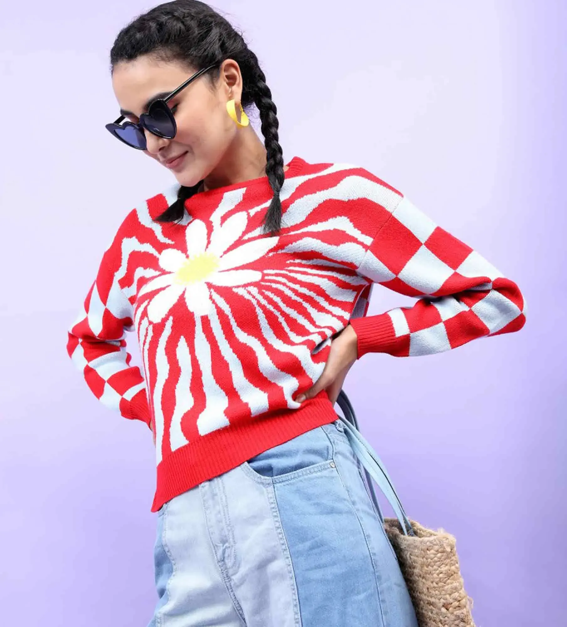 Women Printed Long Sleeve Sweater