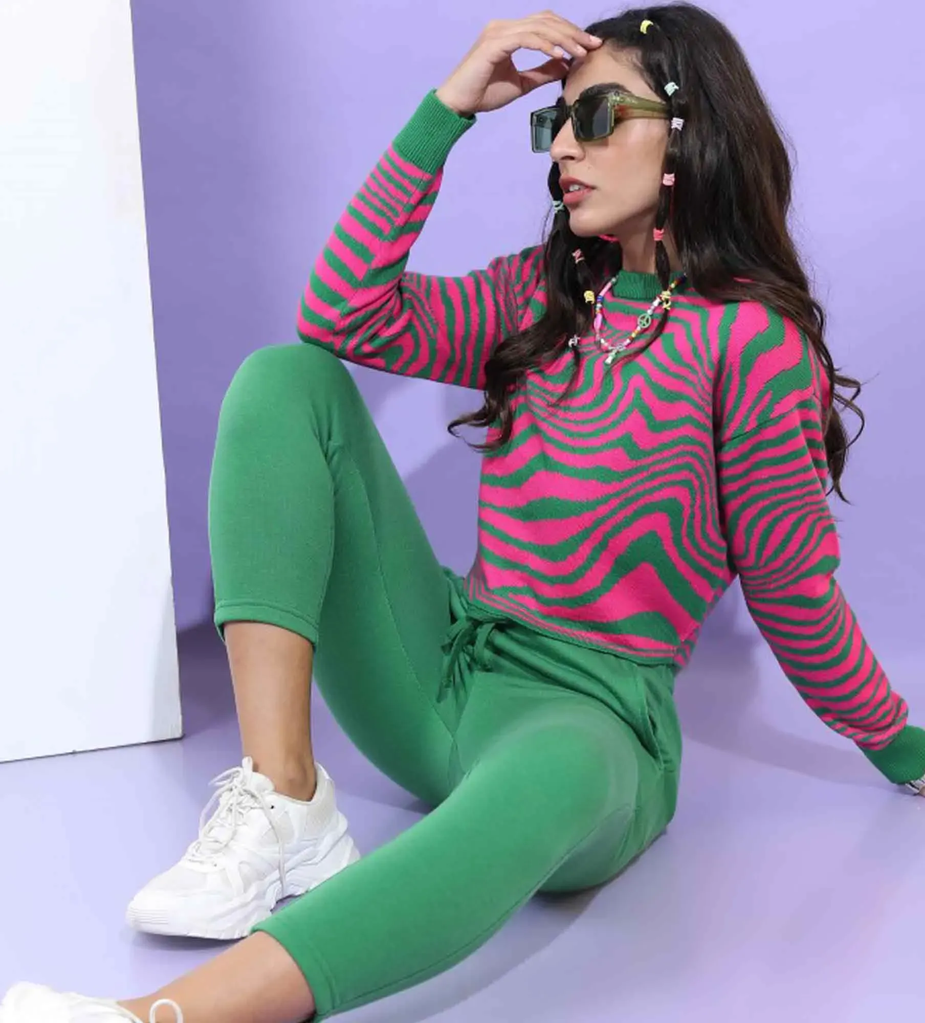 Women Printed Long Sleeve Sweater