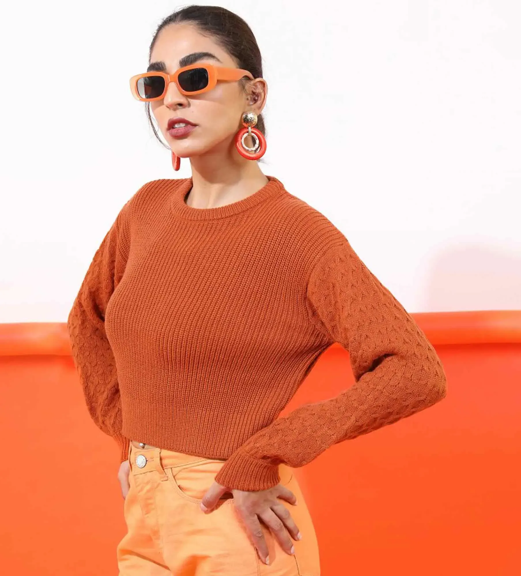 Women Solid Round Neck Sweater