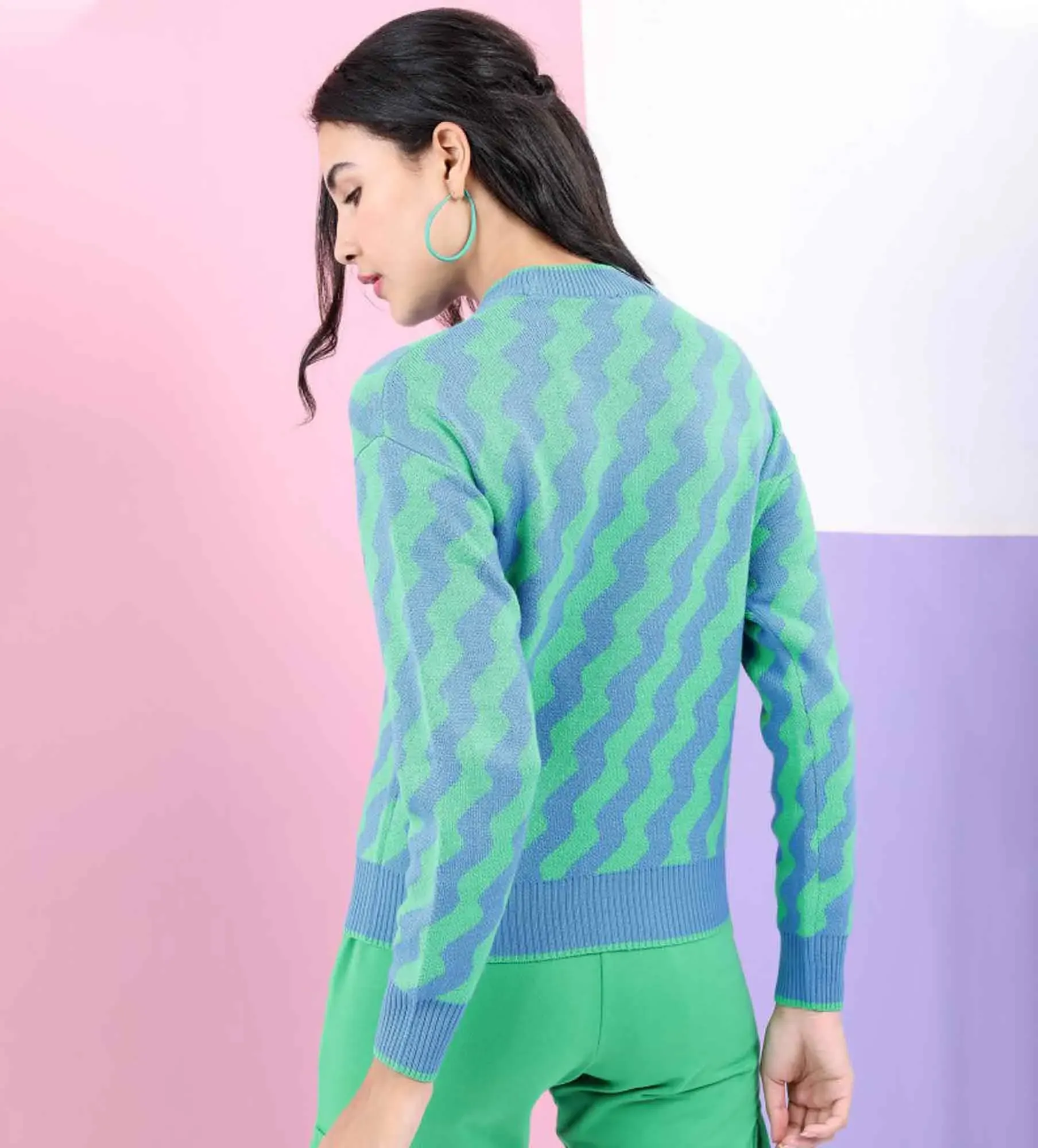 Women Printed Long Sleeve Sweater