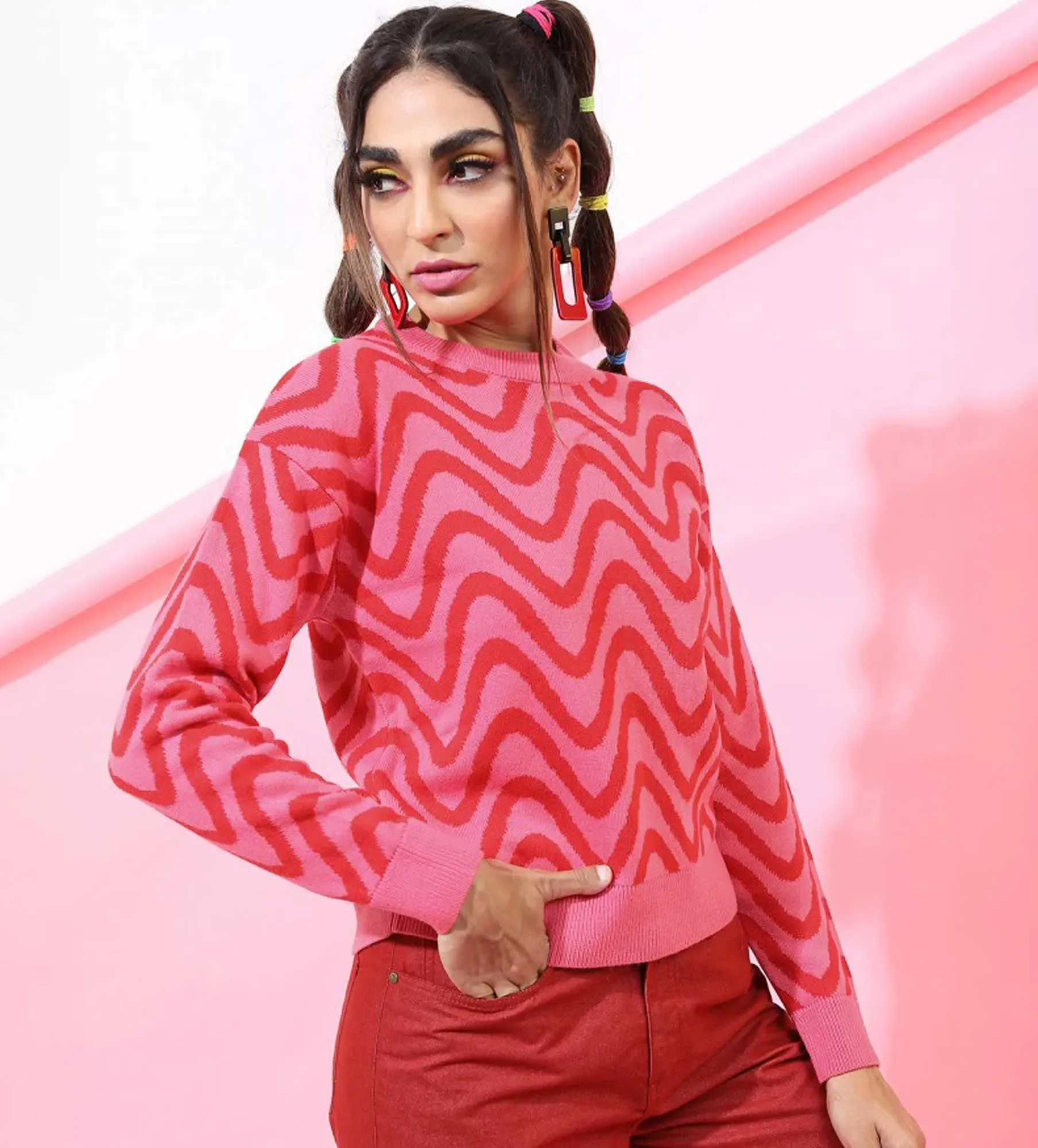 Women Printed Long Sleeve Sweater