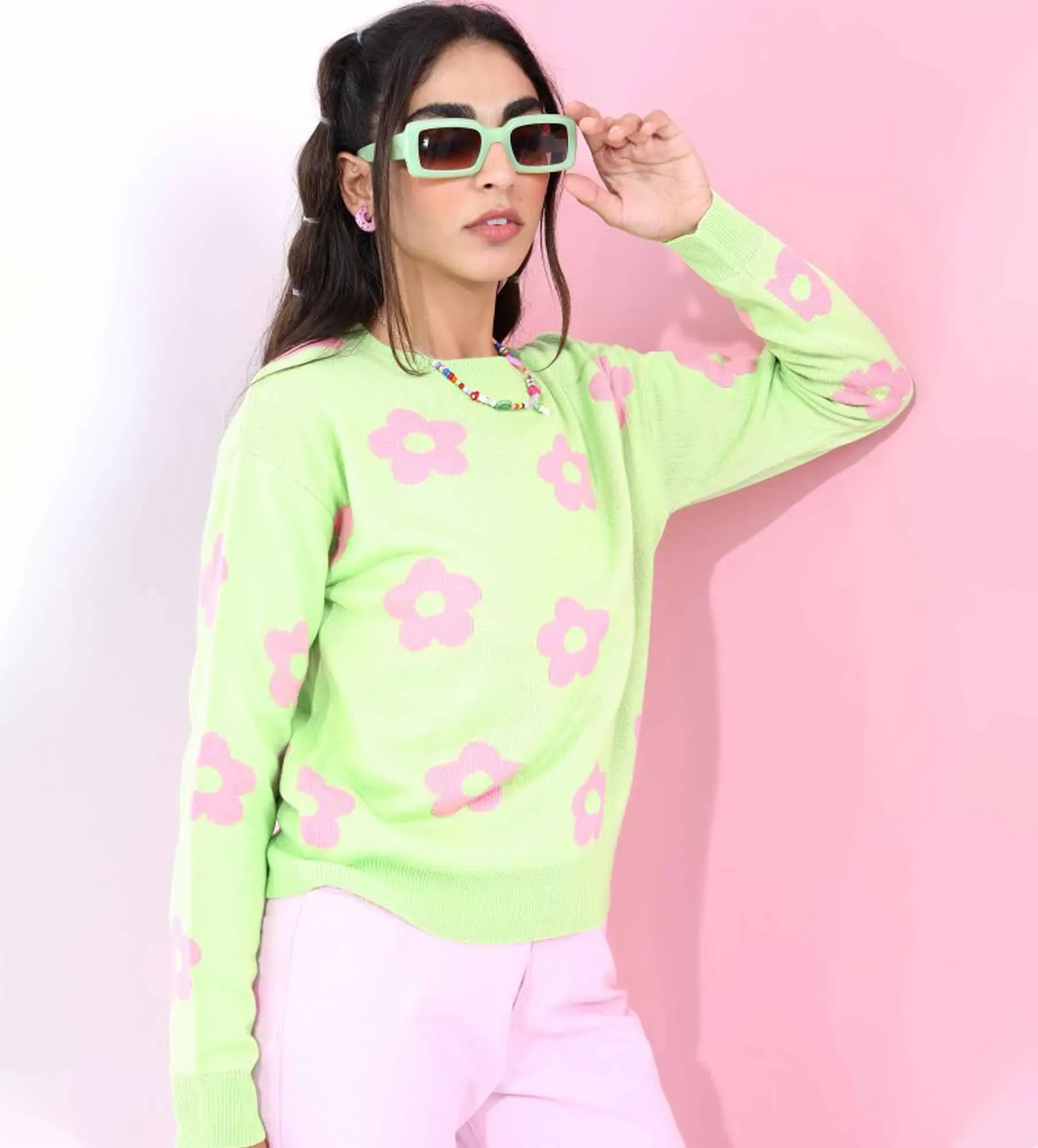 Women Printed Long Sleeve Sweater
