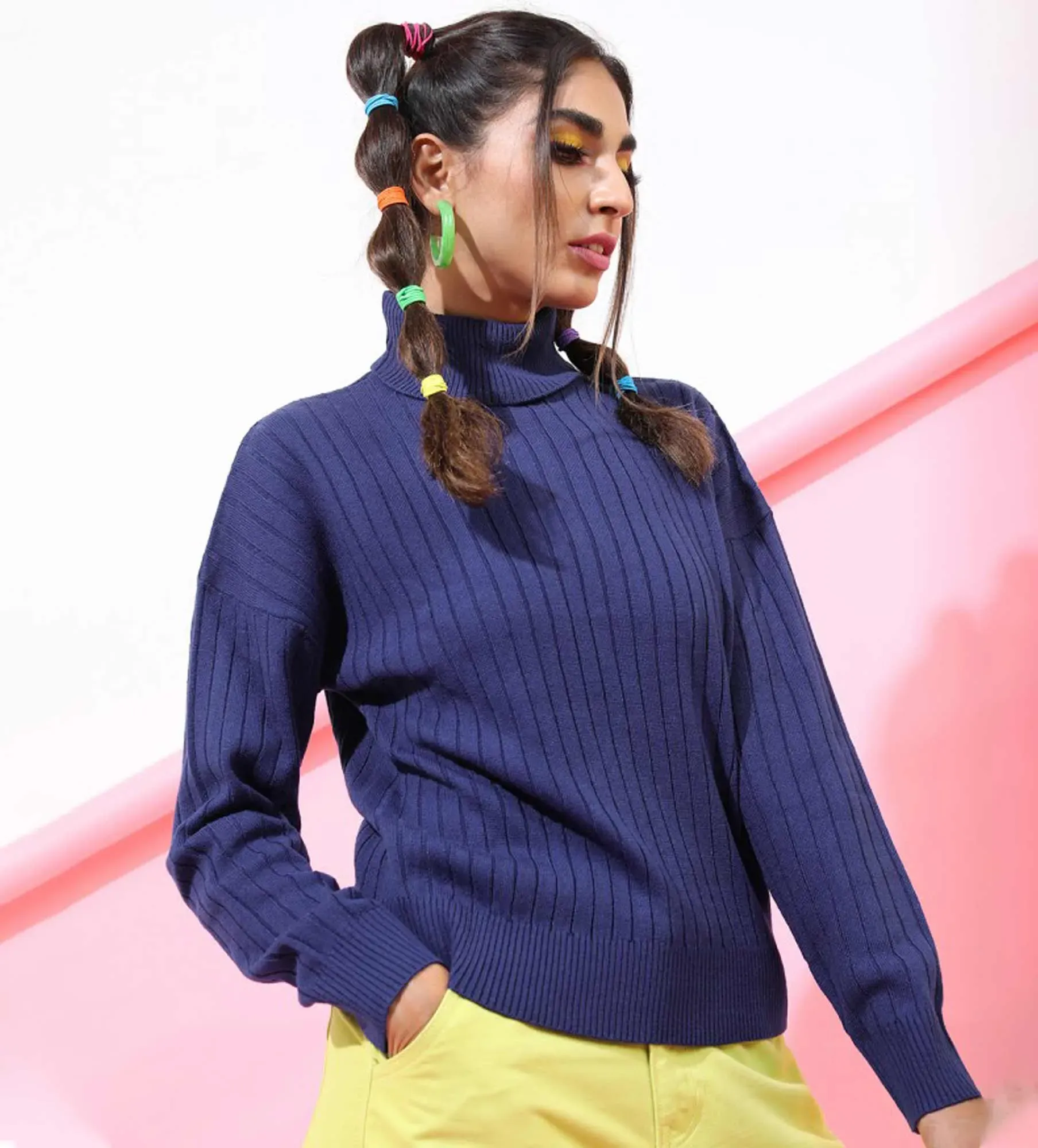 Women Solid Turtle Neck Sweater