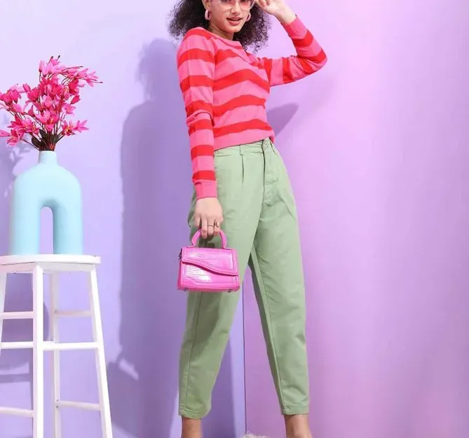 Women Knitted Stripe Pullover