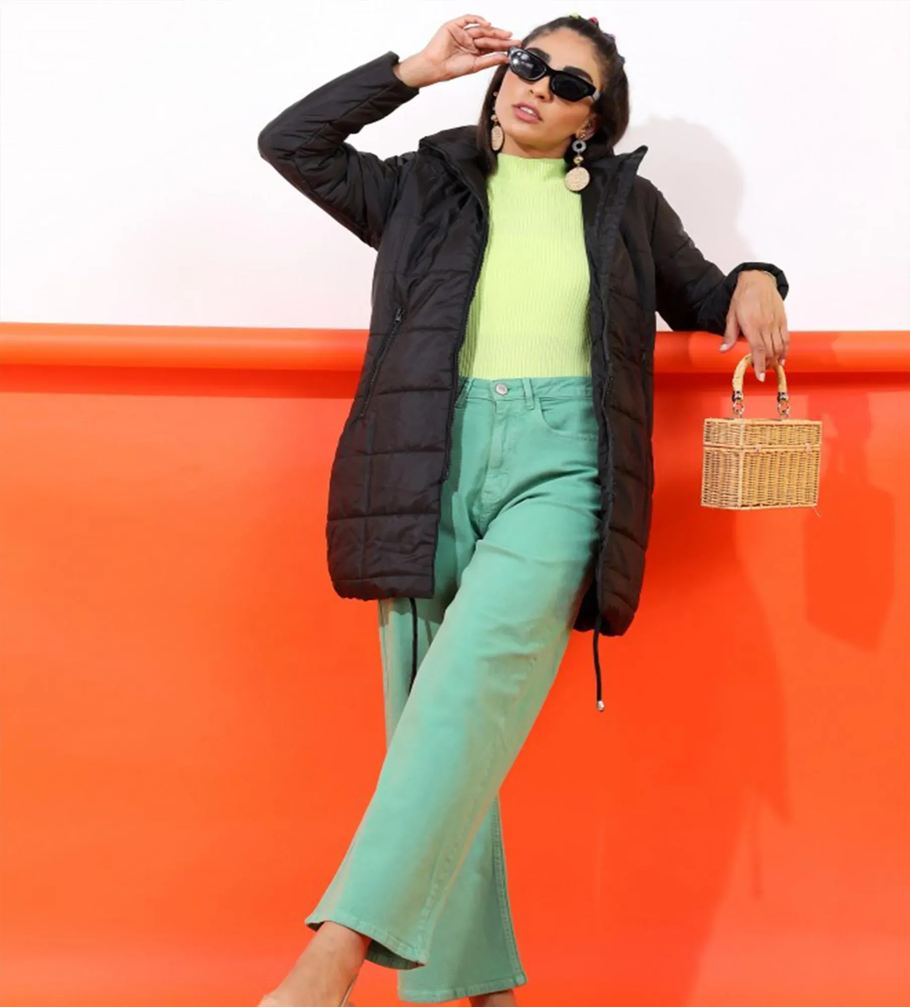 Women Padded Long Length Hooded Jacket