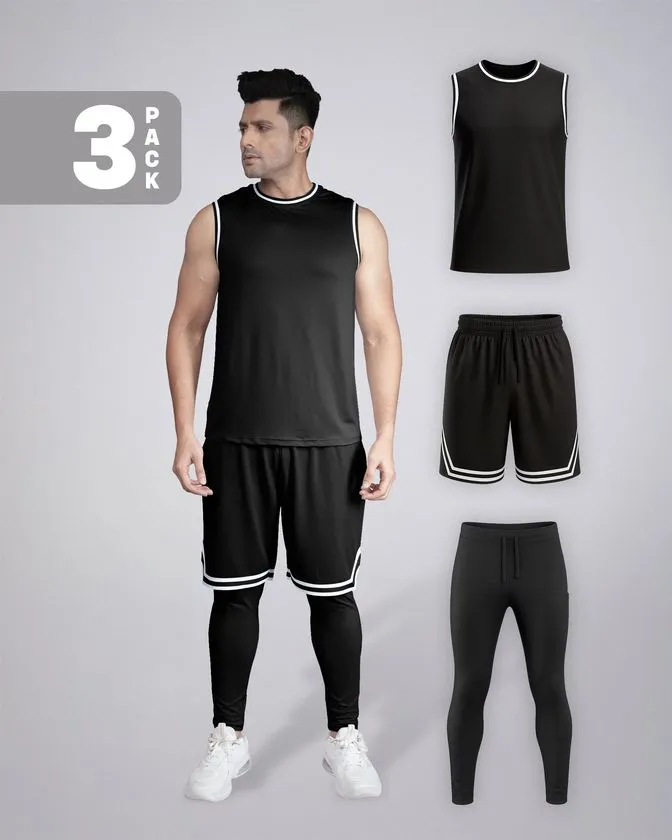  Flex 3 Pcs Vest, Shorts & Layer Trouser Combo