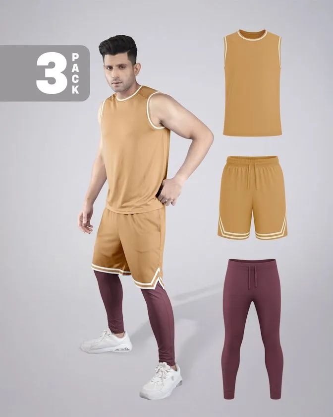  Flex 3 Pcs Vest, Shorts & Layer Trouser Combo