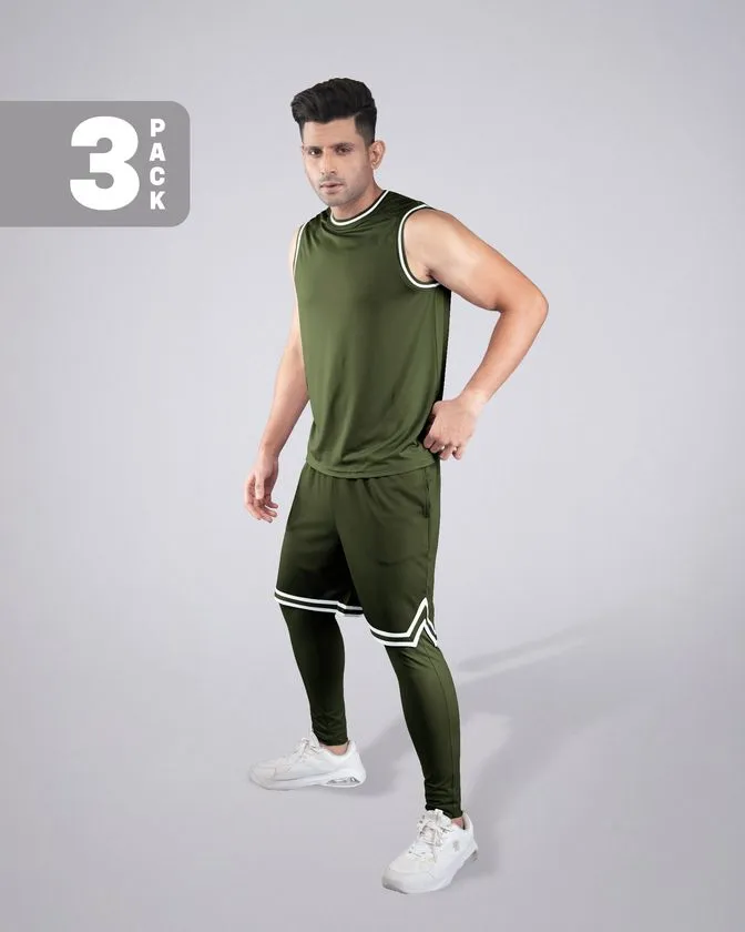  Flex 3 Pcs Vest, Shorts & Layer Trouser Combo