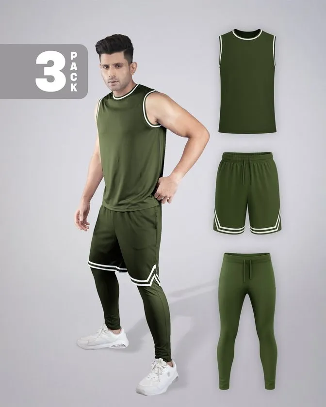  Flex 3 Pcs Vest, Shorts & Layer Trouser Combo