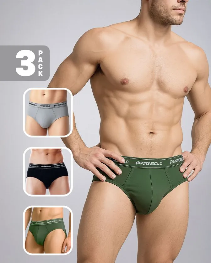 Pantoneclo Men’s Elastane Brief 3 Pcs Pack