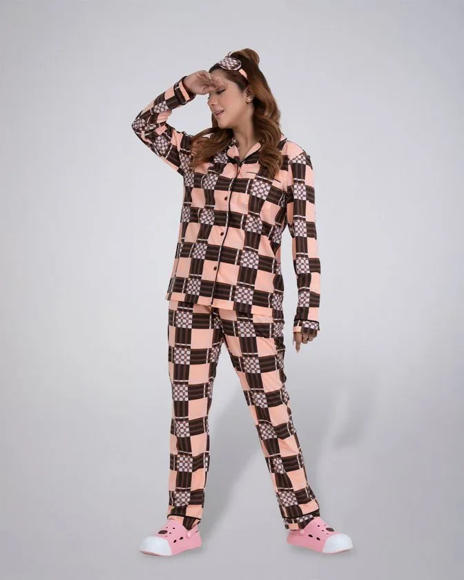 Women’s Long-Length Notched Collar Sleepwear Pajama Set