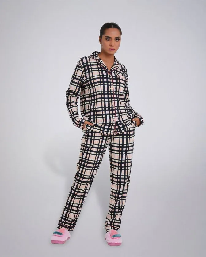 Women’s Notched Collar Night Set With Long Length