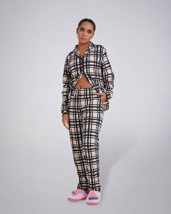 Women’s Notched Collar Night Set With Long Length