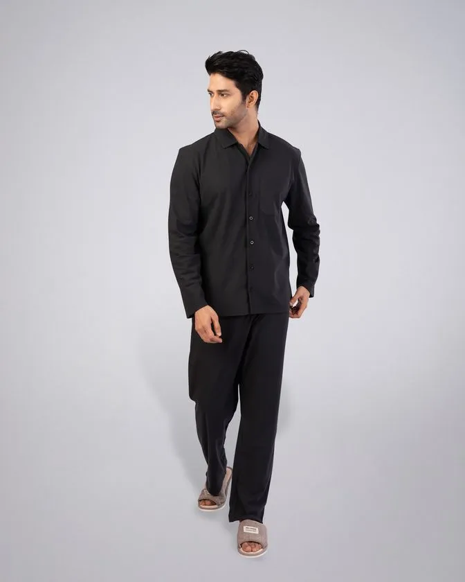 Men’s Notched Collar Peach Finish Nightwear Pajama Set