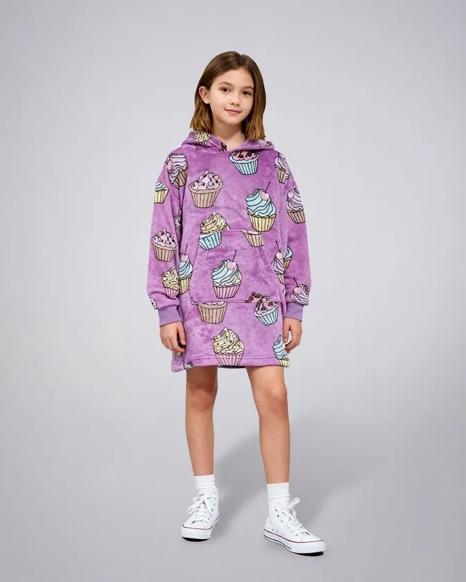 Leafletic Girl’s Oversized Coral Fleece Hoodie