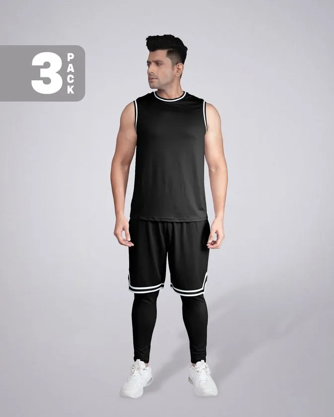  Flex 3 Pcs Vest, Shorts & Layer Trouser Combo