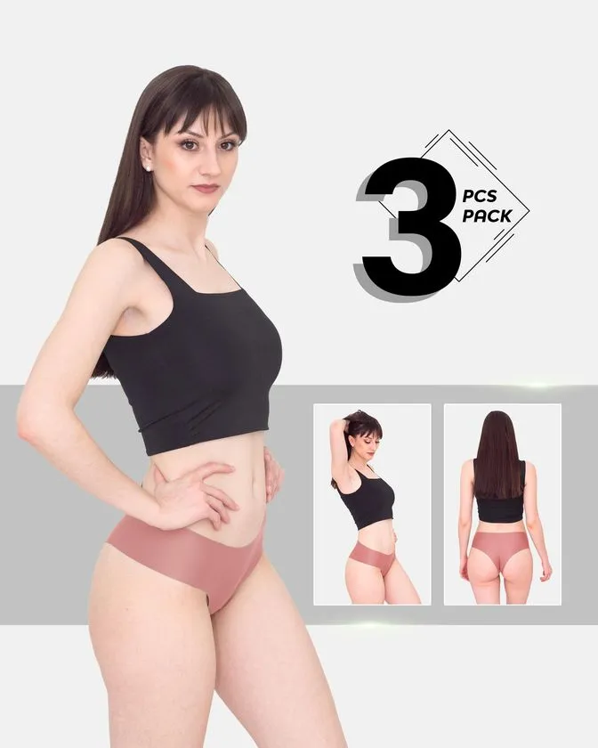 Leafletic Low-Rise 3 Pcs Pack Nylon Hipsters Brief Underwear