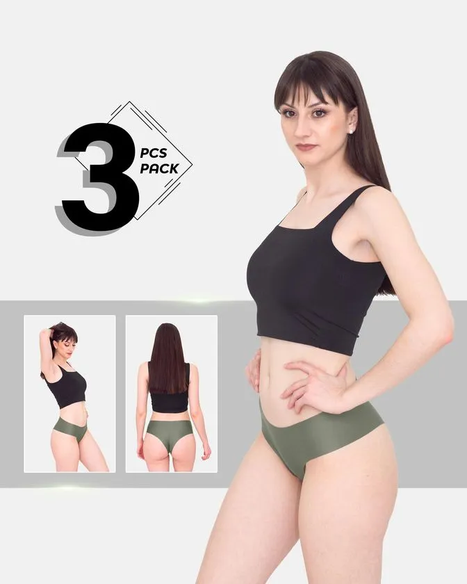Leafletic Low-Rise 3 Pcs Pack Nylon Hipsters Brief Underwear