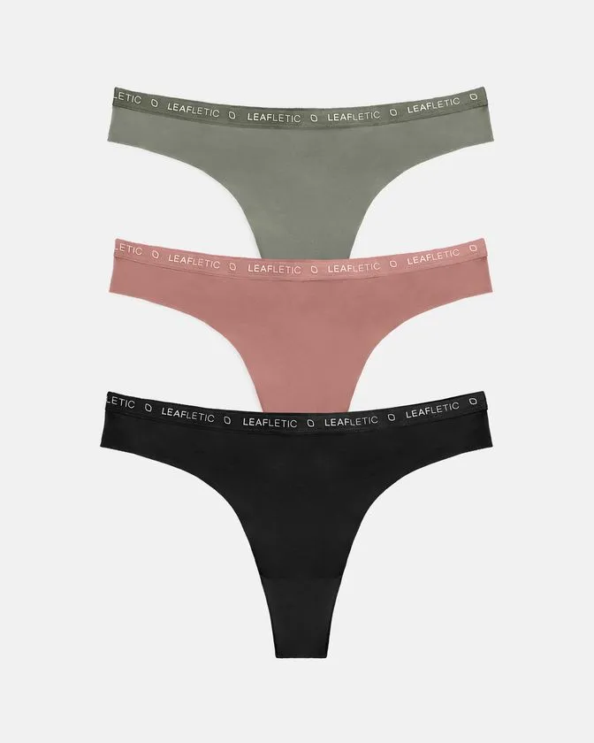 Leafletic Mid-Rise 3 Pcs Pack Nylon Brazilian Brief Underwear