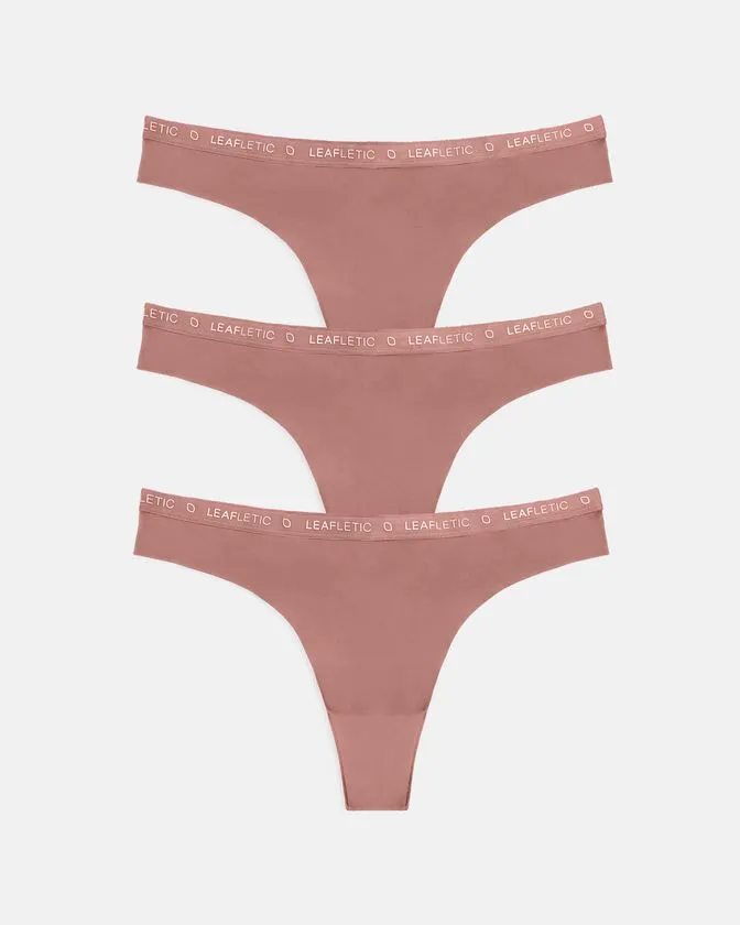 Leafletic Mid-Rise 3 Pcs Pack Nylon Brazilian Brief Underwear