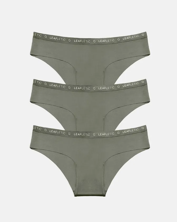 Leafletic Ladies Mid-Rise 3 Pcs Pack Nylon Elastane Hipsters Brief Underwear