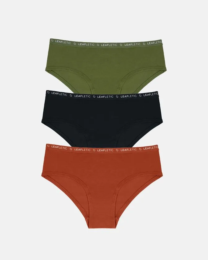Leafletic Mid-Rise 3 Pcs Pack Hipsters Brief Underwear