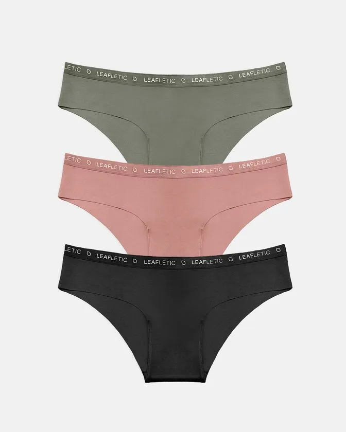 Leafletic Mid-Rise 3 Pcs Pack Nylon Hipsters Brief Underwear