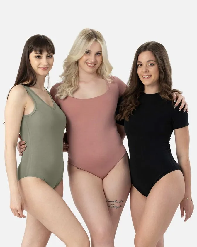 Leafletic Women's Modal 3 Pcs Combo Bodysuit