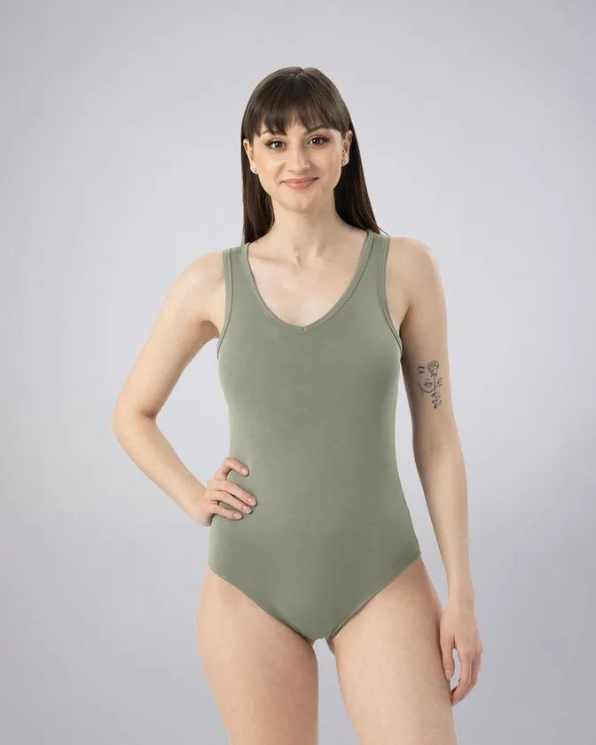 Leafletic Modal V-Neck Sleeveless Bodysuit