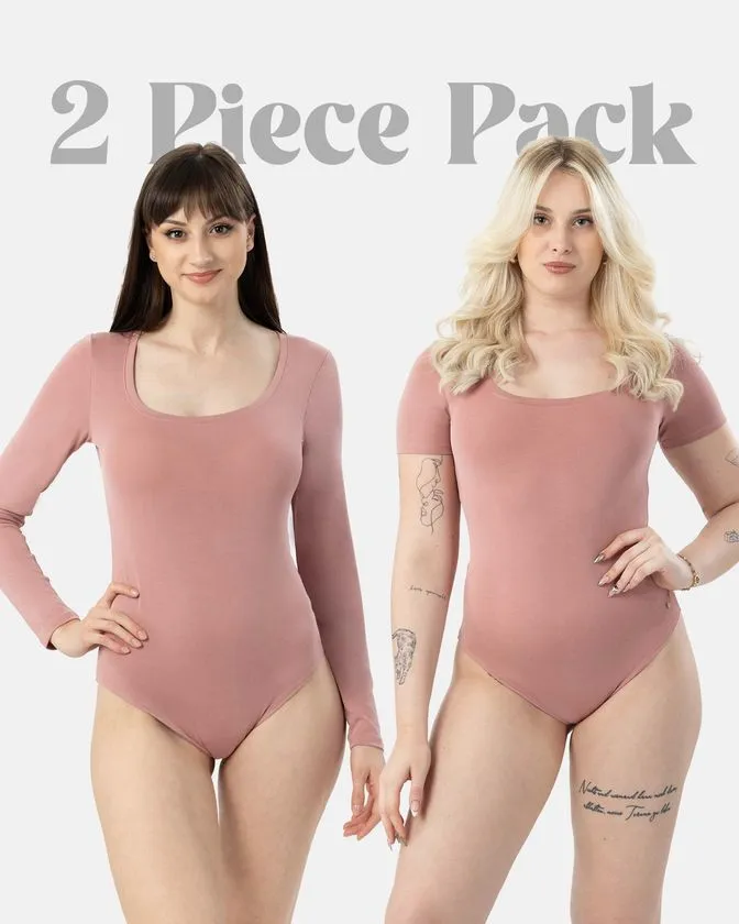 Leafletic Modal Long & Short Sleeve 2 Pcs Combo Bodysuit