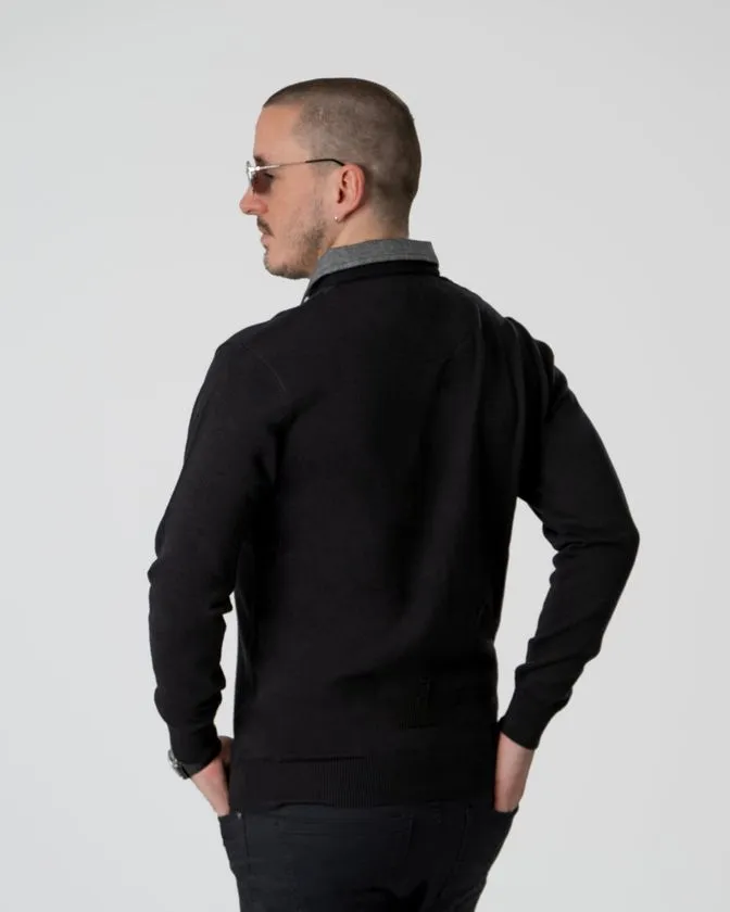 Men's Black Mock Shirt Pullover