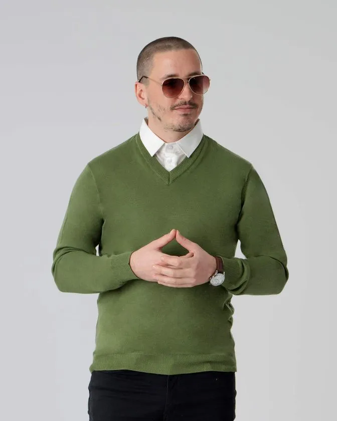 Men's Green Mock Shirt Pullover