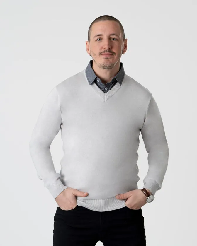 Men's Light Grey Mock Shirt Pullover