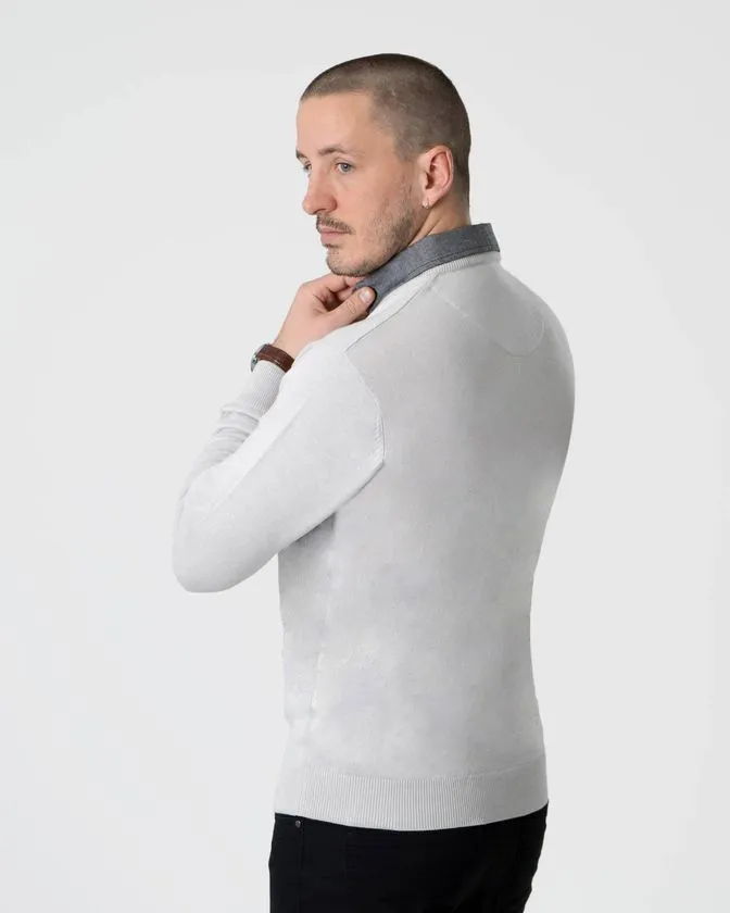 Men's Light Grey Mock Shirt Pullover