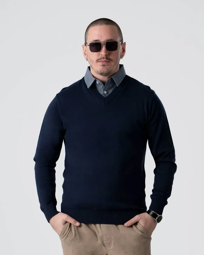 Men's Navy Mock Shirt Pullover