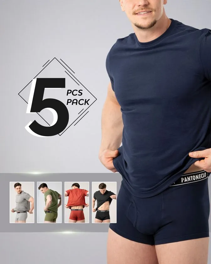 Men’s 5 Pcs Pack Cotton Elastane Boxer