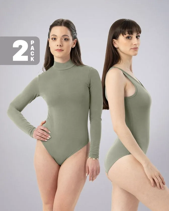 Leafletic Modal Long & Sleeveless 2 Pcs Combo Bodysuit