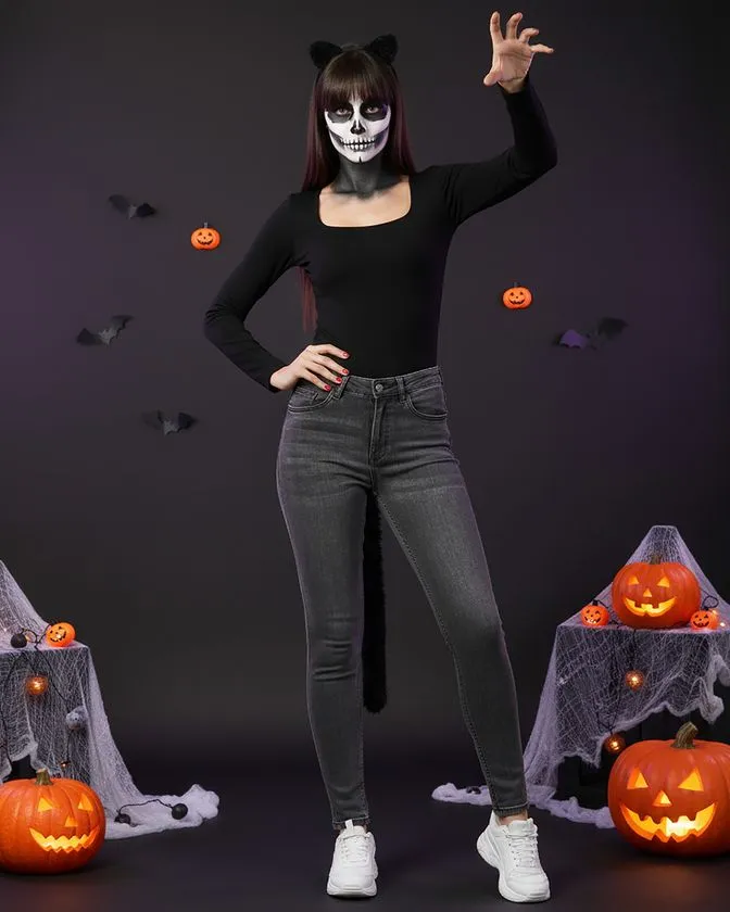 Leafletic Women LuxeFit Bodysuit & Black Jeans Combo