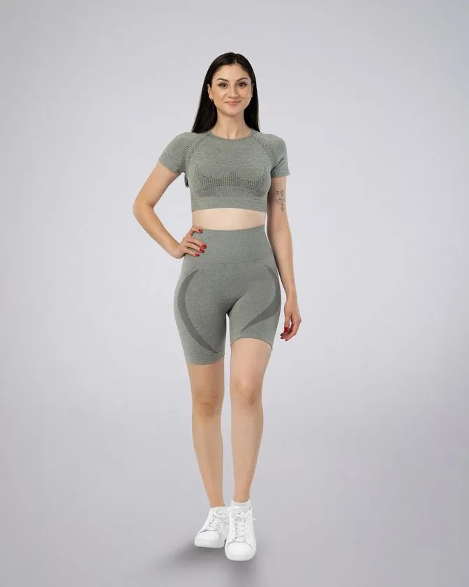 Leafletic Seamless Activewear Short Top-Bottom Set
